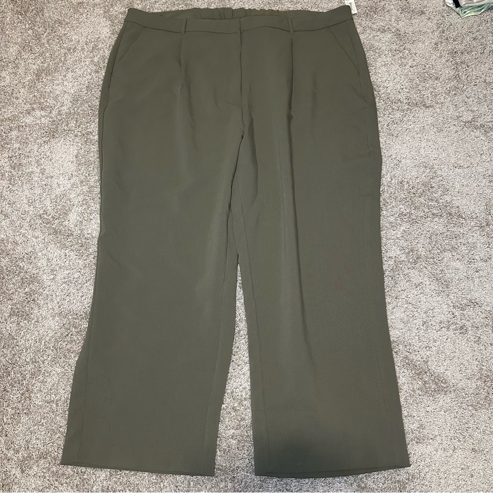 Olive Green Wide Leg Trousers, Size 4X